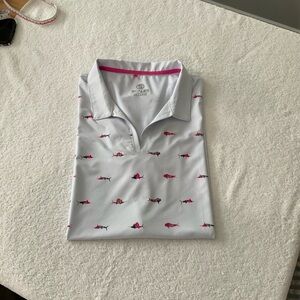 Scales Women's White and Pink Polo Shirt